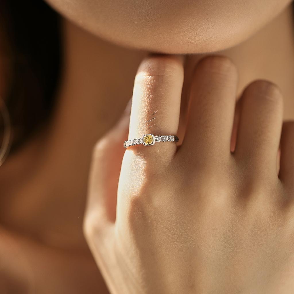 925 Sterling Silver Elegant Sweet Sugar Finger Rings For Women Yellow Clear Dazzling Cubic Zirconia Rings Fine Jewelry