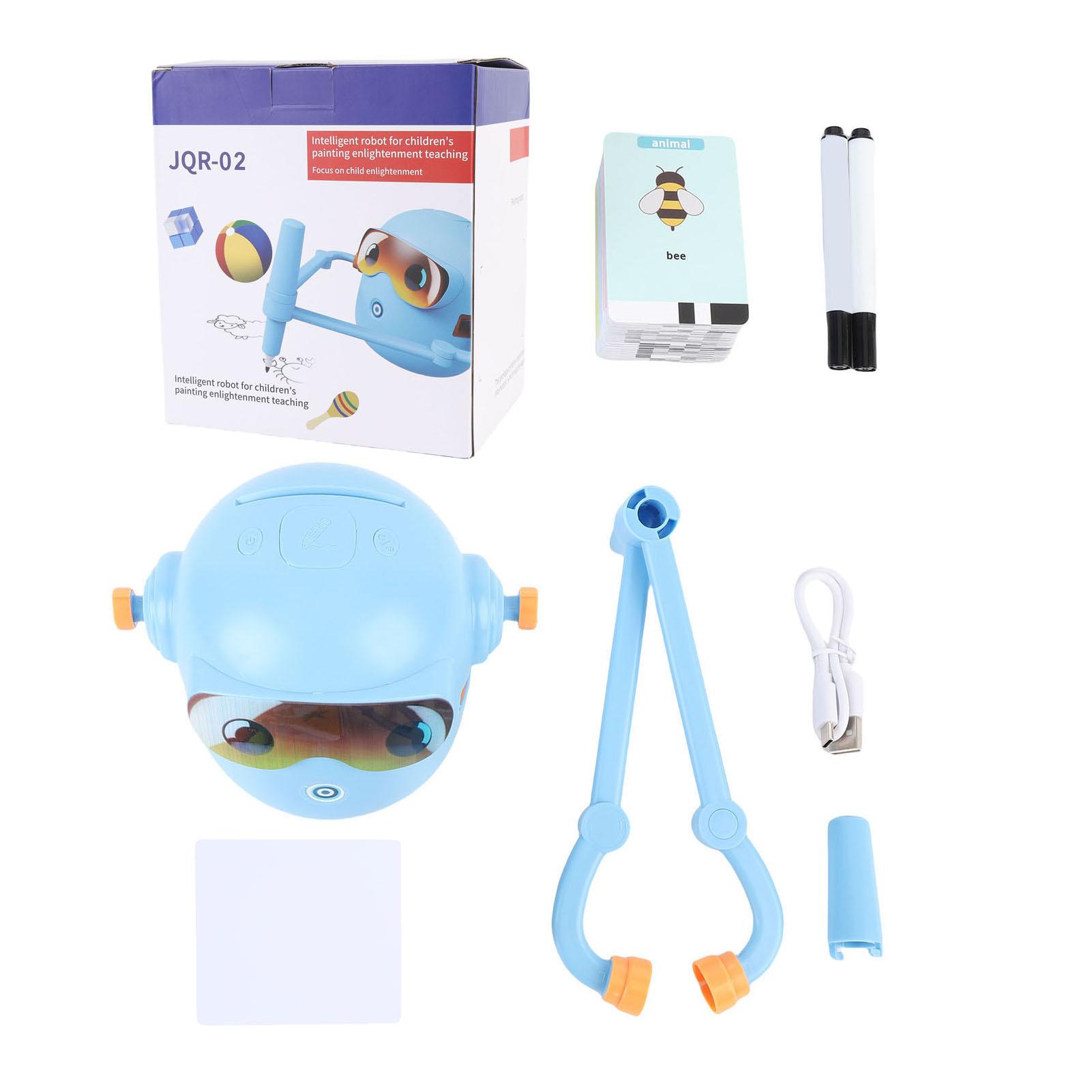 Kids Drawing Robot Interactive Educational Auto Drawing Robot With 100 Cards For Boys Girls Preschool Learning небесно-голубой