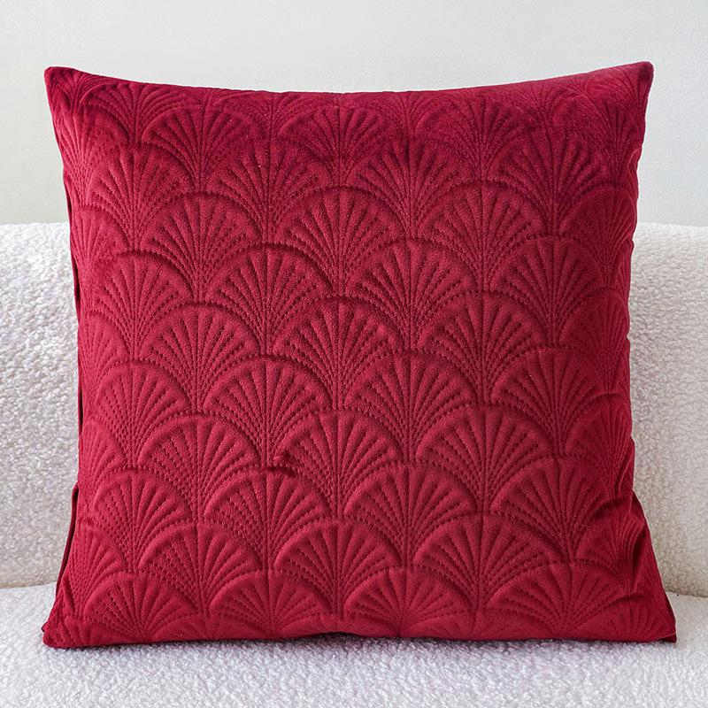 Quality Velvet Scallop Design Embossed Cushion Cover 45x45cm Minimalist Solid Color Sofa Decorative Pillowcase Comfortable Feel