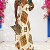 Women Plus Size Scoop Neck Strappy Sleeveless Geometric Printed A Line Long Dress