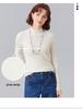 Women's Fine Wool Seamless Knit Shirt, Semi-High Neck Base Layer, Winter Inner Wear