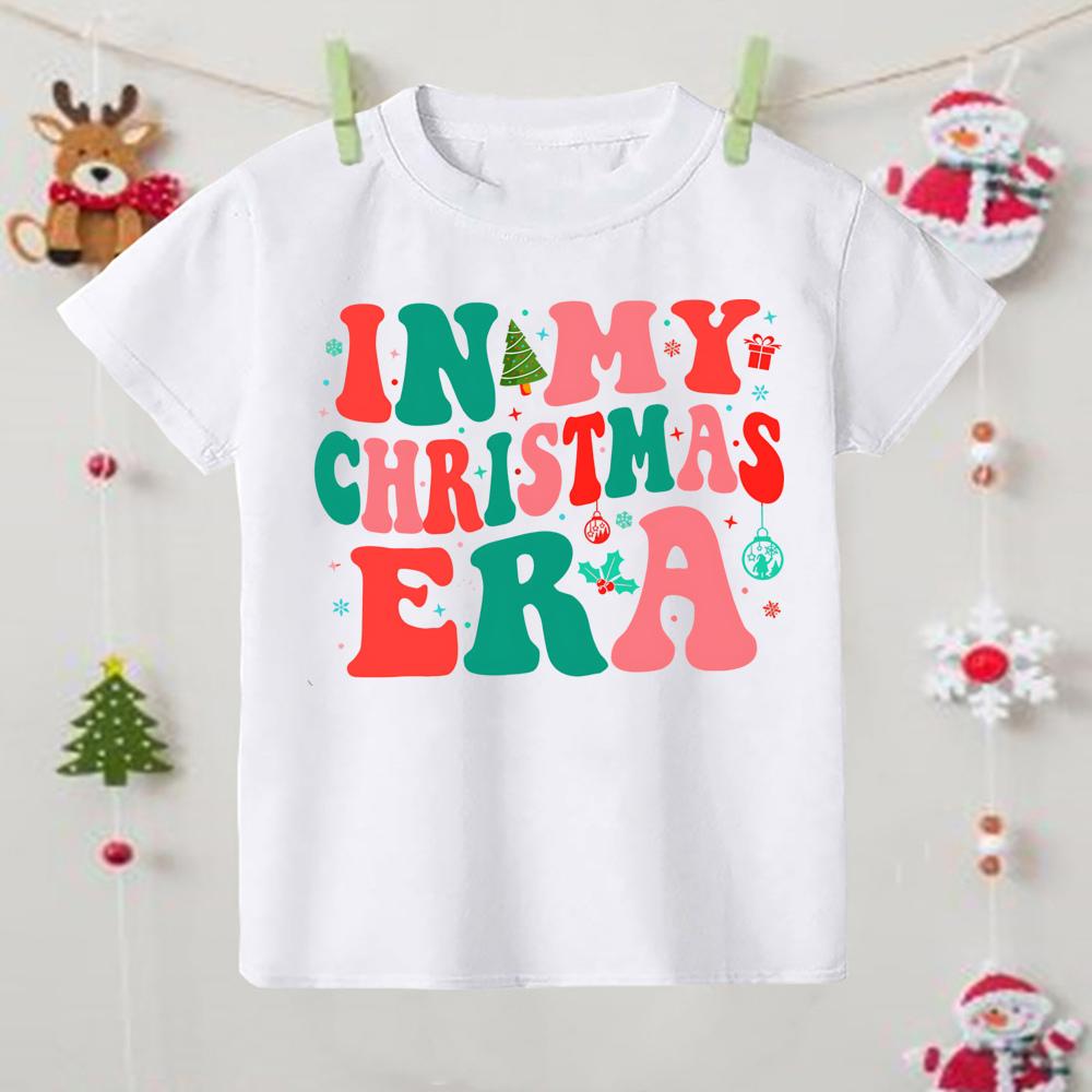 In My Christmas Era Print Kid T-shirt Casual Short Sleeve Round Neck Child Tees Shirt Christmas Day Holiday Childs Clothes