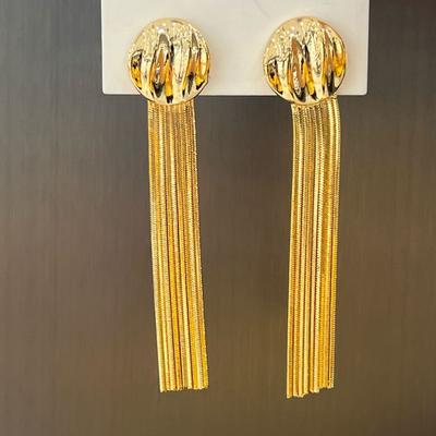 Exaggerated Personality Long Fringed Earrings, Unique Design Pleated Disc Earrings, Light Luxury High-end Earrings