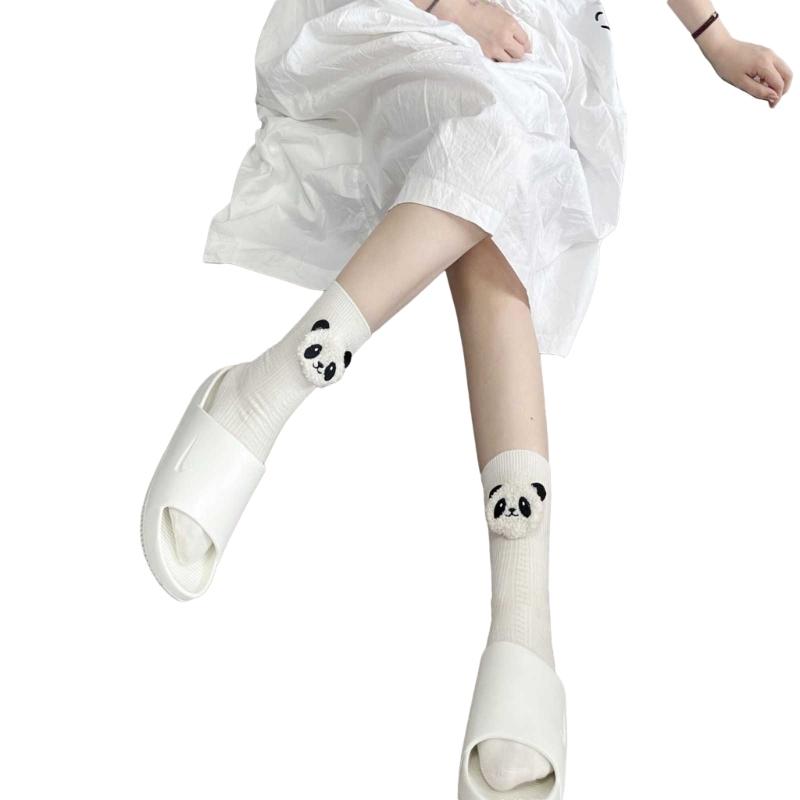 Cotton Booties Socks Cute 3D Panda Doll Crew Socks Cartoon Ankle Socks Casual Calf Socks Student Girls Middle Tube Socks