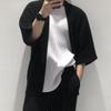 Men’s Loose Fit Pleated Five-Sleeve Jacket, Spring-Autumn, Plus Size, Japanese Style Dōha