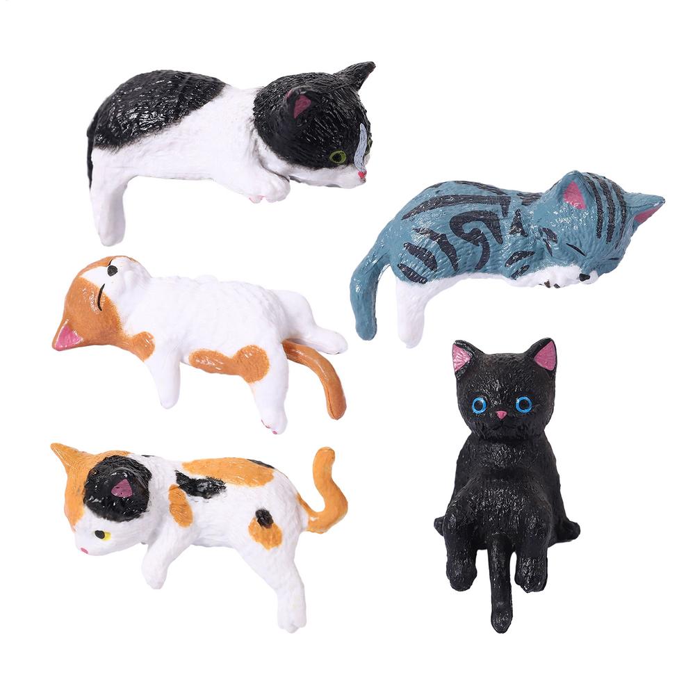 

Small Cat Figurines Cartoon Resin Cute Car Ornament 5 Pieces Kitten Figurines Desk Decor For Desk Shelf Living Room Bedroom