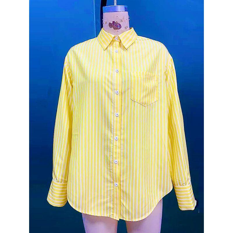 Loose Striped Shirt Fashion Style New Fashion Casual Loose Long Sleeves Shirt Stripes Tops