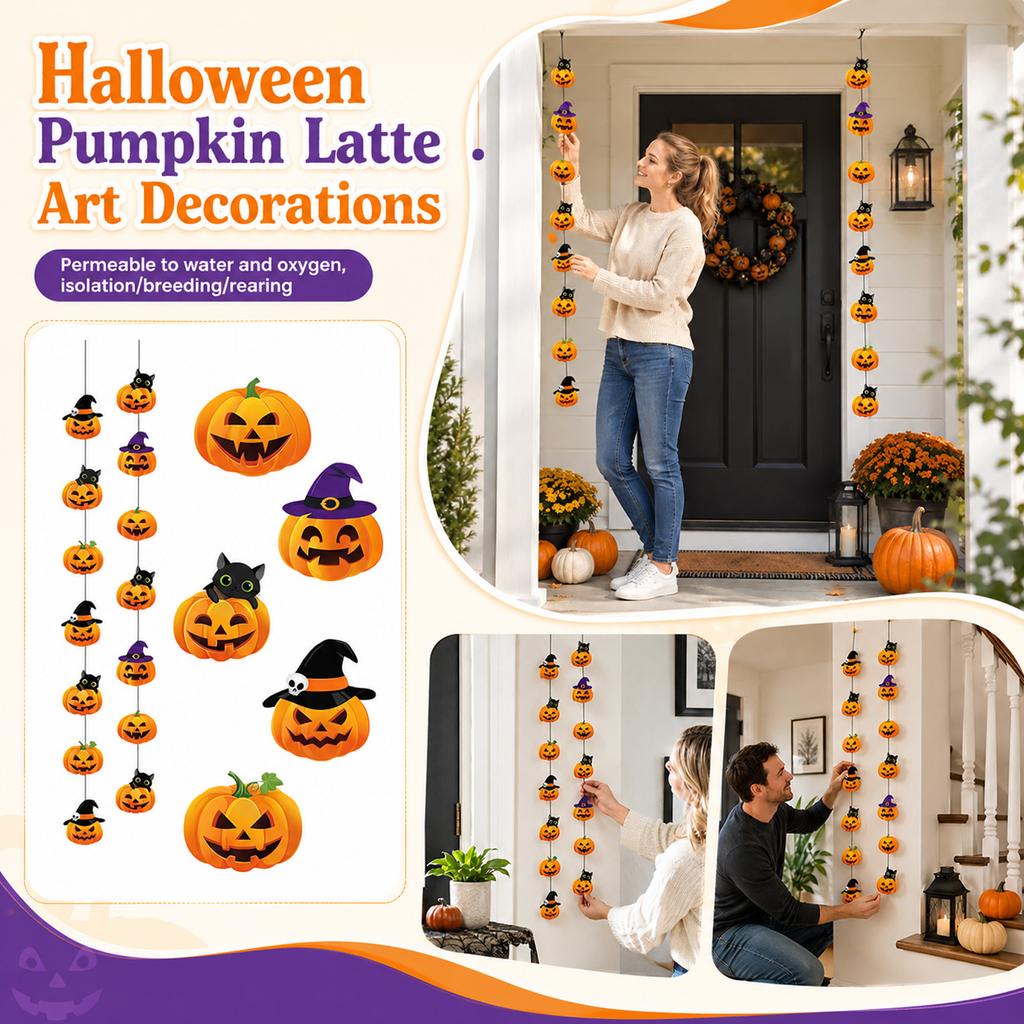 Halloween Pumpkin Garland Hanging Decoration 1.2m Pull String for Party