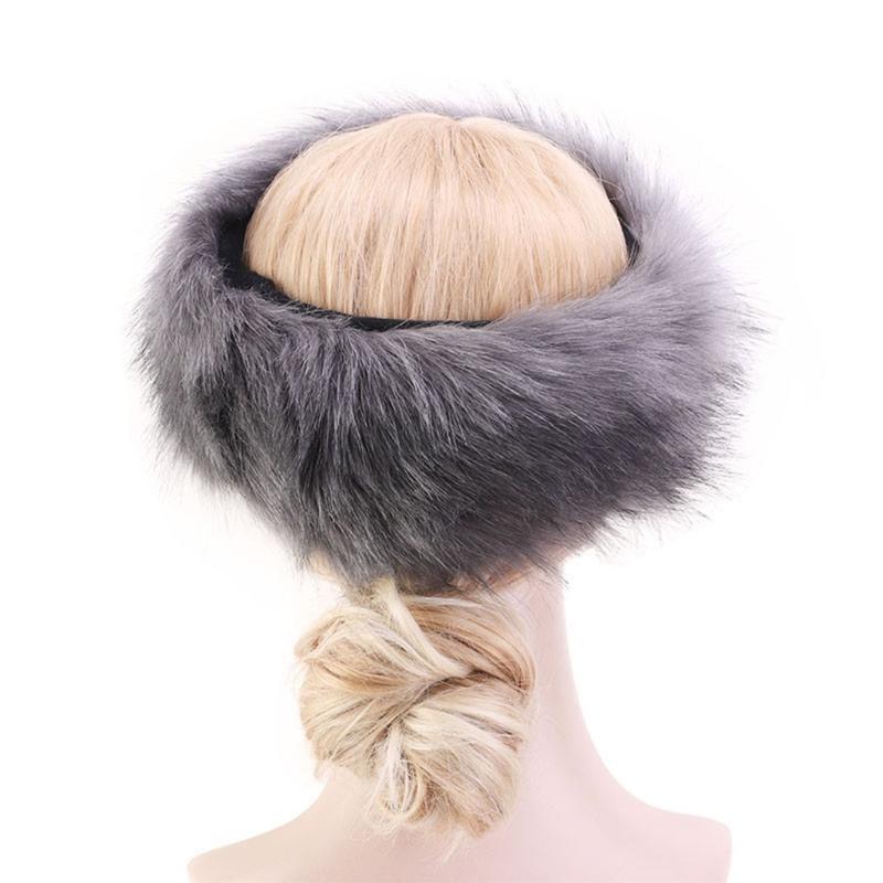 Fashion Fluffy Winter Warm Cap Wide Headband Elastic Outdoor Ski Hats Furry Ear Warmer Soft Warm Earmuff for Women