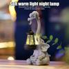 Solar Powered Elephant Statue Solar Animal Figurines with LED Light Cute Resin Ornaments Elephant Statue Sculptures Decoration