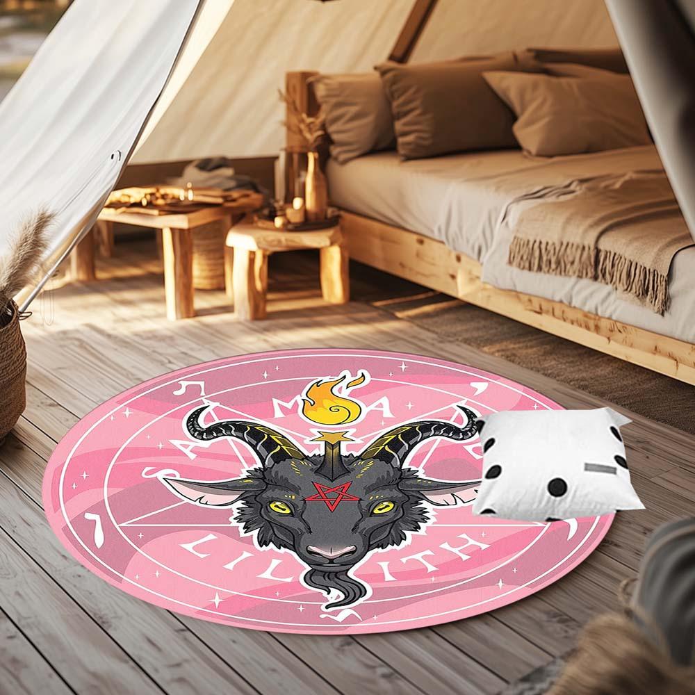 1 Piece Gothic Goat Outdoor Round Carpetoutdoor Carpets Suitable For Courtyard Rv Camping Gardens Tents Picnics Backyards Beaches And Decks