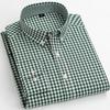 Men's Standard-Fit Long-Sleeve Casual Checked Shirt Single Patch Pocket Button-down Collar Comfortable 100% Cotton Gingham Shirt