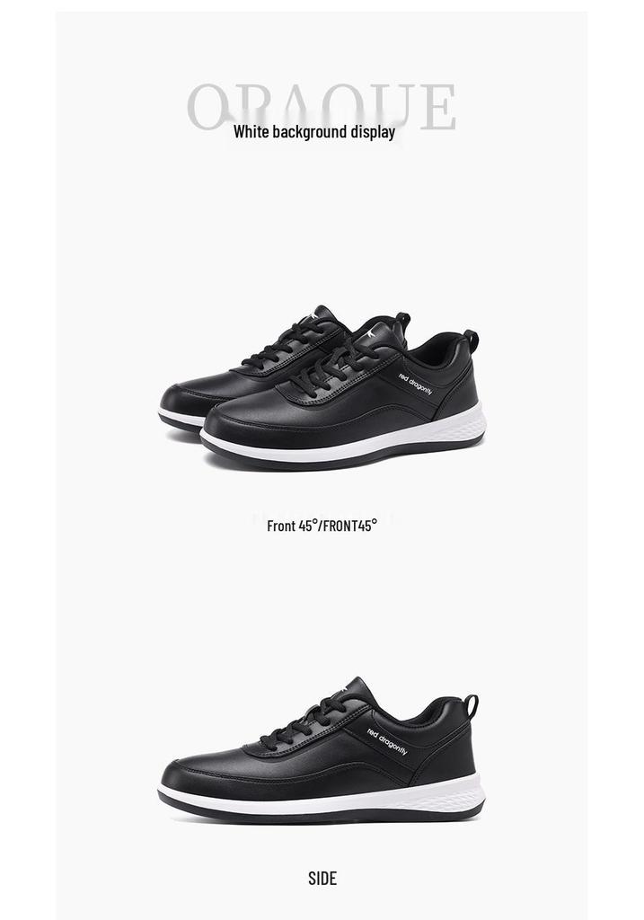Red Dragonfly Men's Black Leather Waterproof Sports Casual Shoes - Spring/Summer Collection.