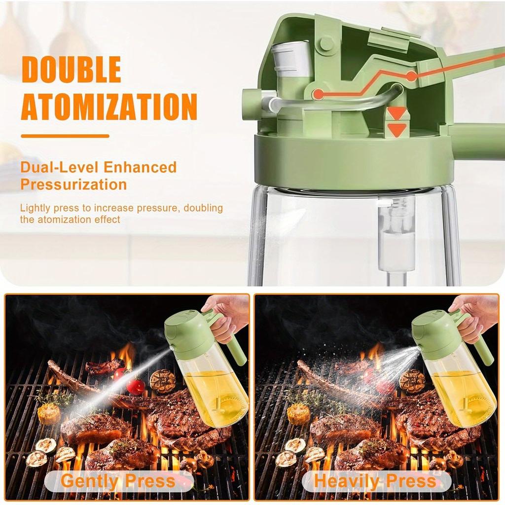 2-in-1 Glass Oil Dispenser Bottle with Spray & Pour System - Heavy-Duty Glass Suitable for Air Fryer, Salad Dressing