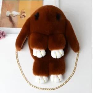 Cute Fluffy Rabbit Fur Pompoms Chain Bag Women Cartoon Rabbit Sling Bag Fluffy Bunny Shoulder Plush Backpack Girls Birthday Gift