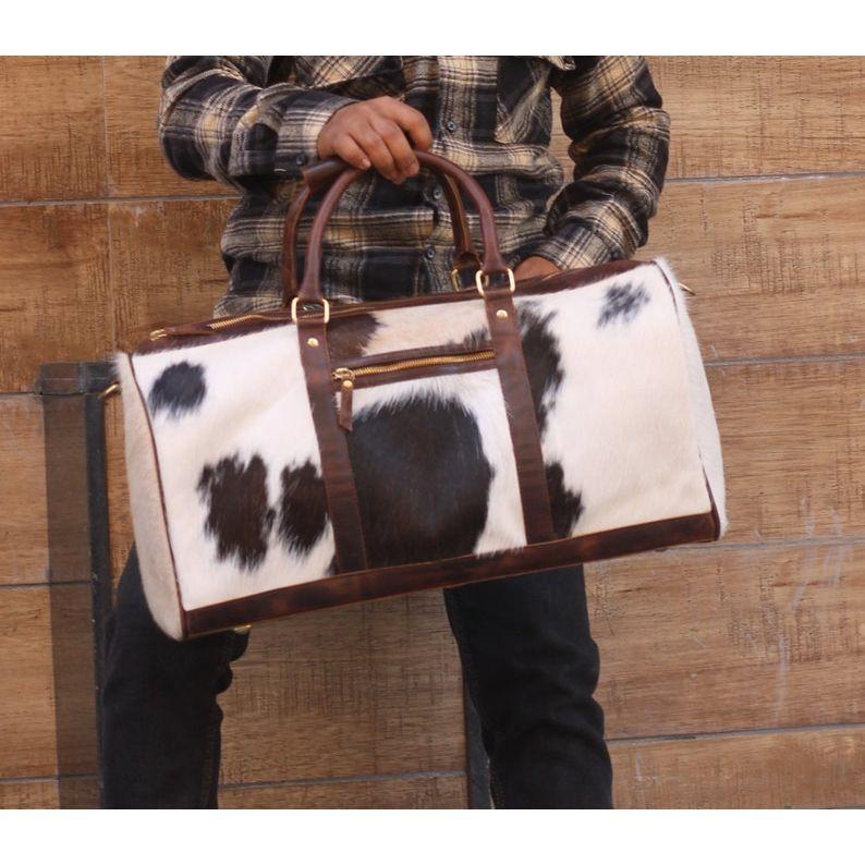Top Grain Leather Duffle Bag – Vintage Cowhide Travel Weekender, Full-Grain Carry-On Luggage, Groomsmen Gift
