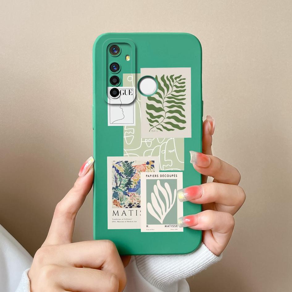 Für Oppo Realme Q3 Q3i V15 Q5i X2 X7 Q5 Q V13 A5 Pro F29 Handyhülle Pop-Etikettenmuster Weich Glatt Flüssigsilikon Linsenschutzhülle Für Oppo Hülle