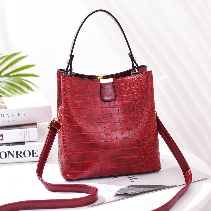 Retro Casual Alligator Handbags Women Crocodile Pattern Messenger Bag Lady Shoulder Crossbody Bag Female Purse Bucket Bags KTY
