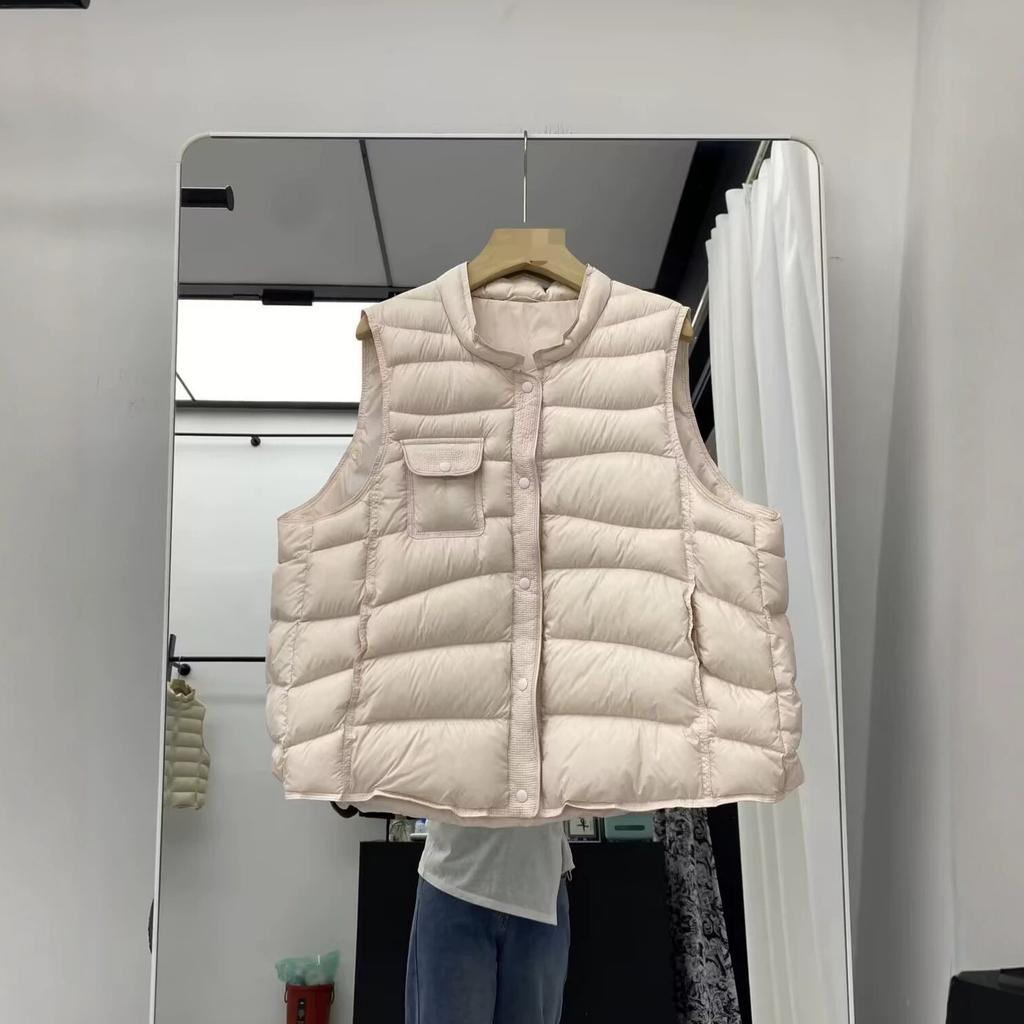 Beyaz ördek tüyü yeni şişme yelek kadın kısa dik yaka moda yüksek kalite beyaz ördek tüyü kış sıcak palto trend