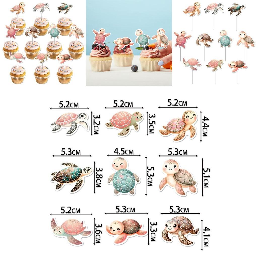 Decorazioni Torta di Compleanno a Tema Tartarughe Con Topper di Carta Fai da Te Per Feste