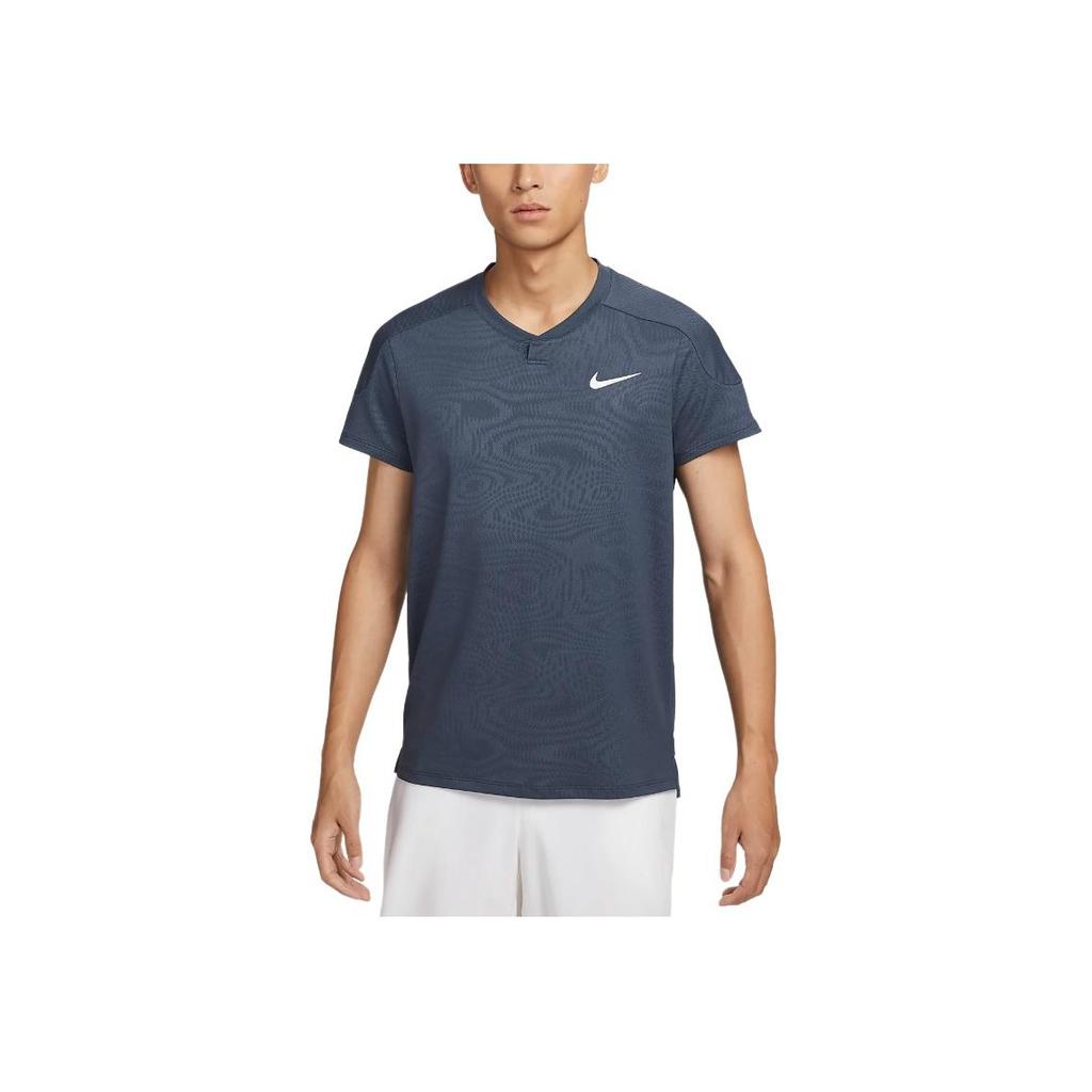 Nike Court Slam Quick-Dry Slim Fit Logo Comfortable Casual Tennis Short Sleeve T-Shirt Men Tops Lightning-Blue FD5263-437