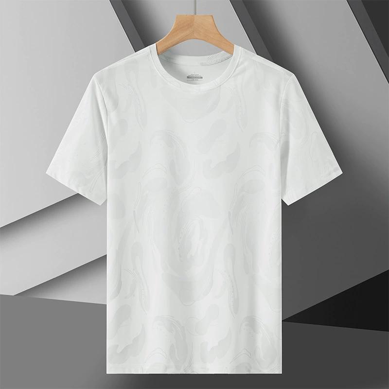 Ice Silk Cool Short Sleeved T-shirt Men's Fashion Printed Sports Casual Loose Fitness Quick Drying Breathable T-shirt