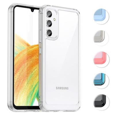Samsung Galaxy A14 A34 5G A24 4G için Şeffaf Kılıf Kapak Yumuşak Çerçeve + Galaxy A14 için Şeffaf Akrilik Geri Darbeye Dayanıklı Kılıflar Koruyucu Kılıf