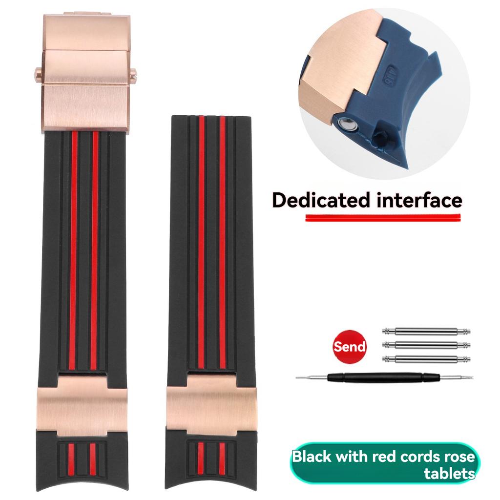 22mm Gebogen Einde Siliconen Rubberen Band Voor Ulysse Nardin 1505 1502 1505 263 DIVER Waterdichte Horlogeband accessoires Met metaal