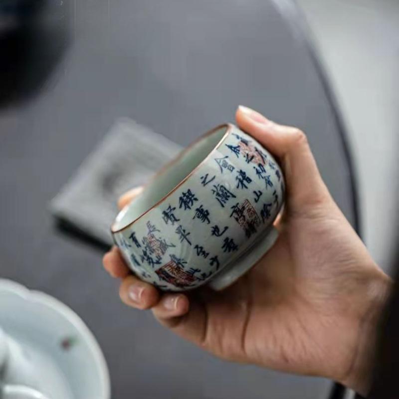 Antique Blue and White Tea Cup Ceramic Master Cup Large Tea Bowl Single Cup Kung Fu Tea Set Chinese Tea Cup