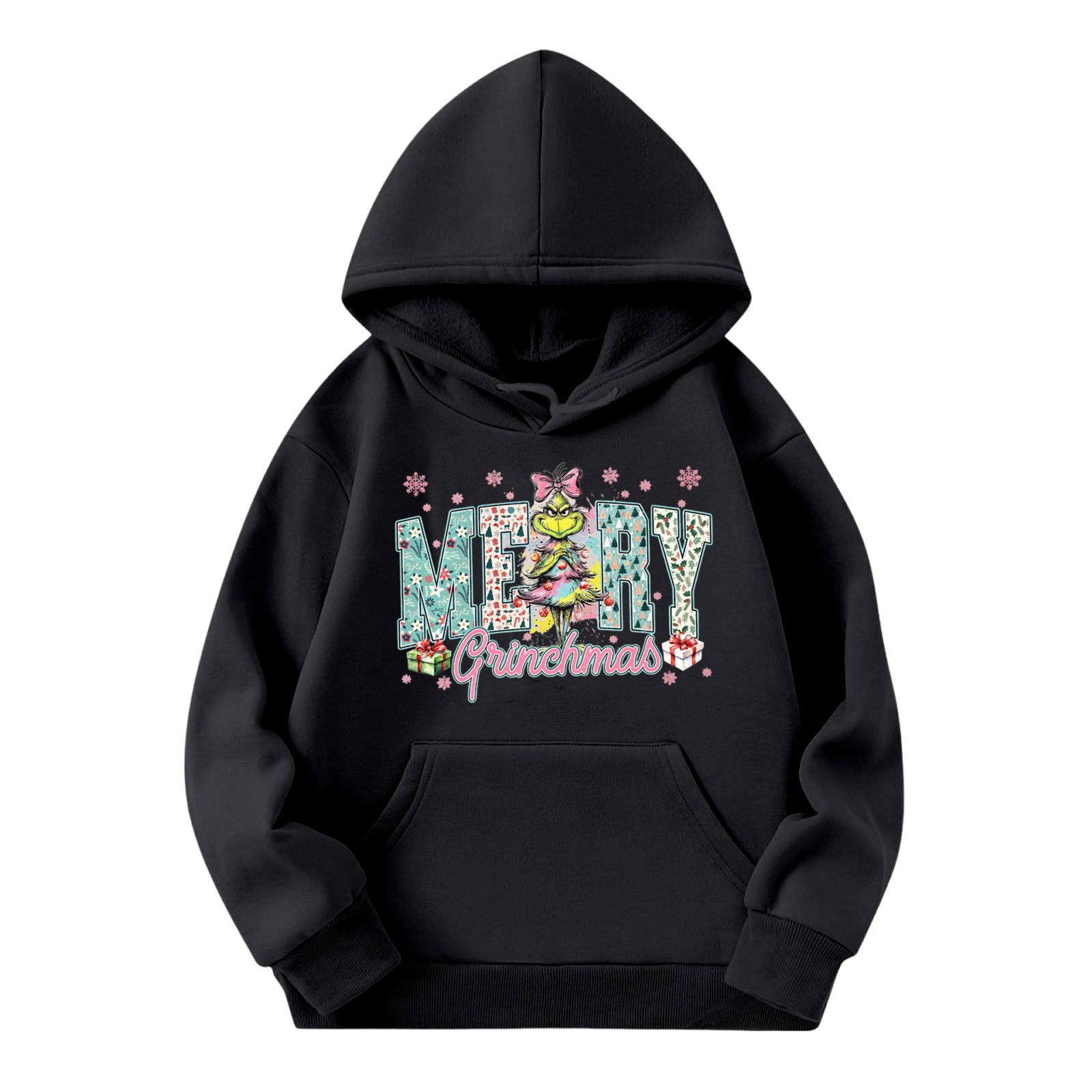 

Child Fashion Lightweight Long Sleeve Pullover With Pockets Print Hoodie 120 чорний