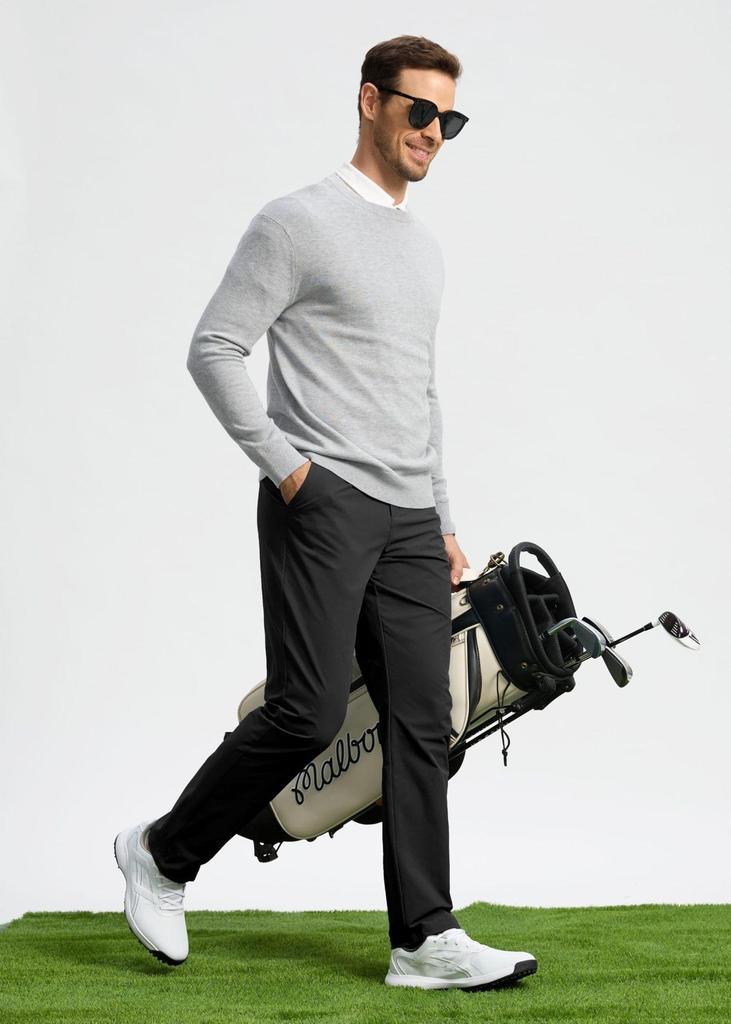 2026 Men's Mid-Waist Stretch Golf Pants - Quick-Drying, Lightweight, Plus Size, Straight Leg, Solid Color