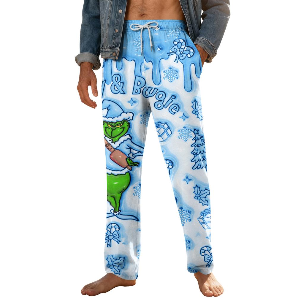 Pánské domácí měkké pyžamové kalhoty se stahovací šňůrkou s kapsami Sportovní kalhoty pro volný čas