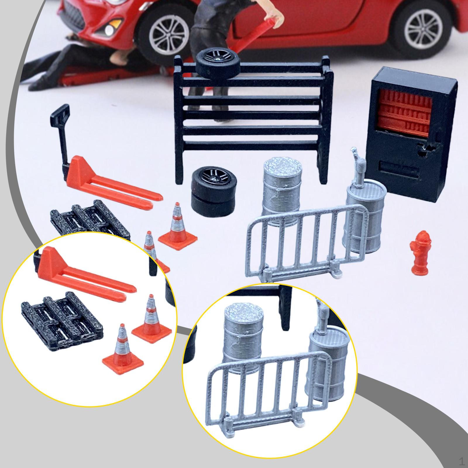 

13Pcs 1/64 Car Repair Tools :64 Scale Diorama Auto Repairing Shop Layout Sturdy Miniature Scene Mini