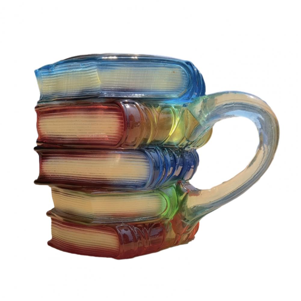 Painted Book Mug 3D Book Stacking Mug Hand-Drawn Literary Coffee Cup for Book Lovers Teachers Librarians Creative Gift
