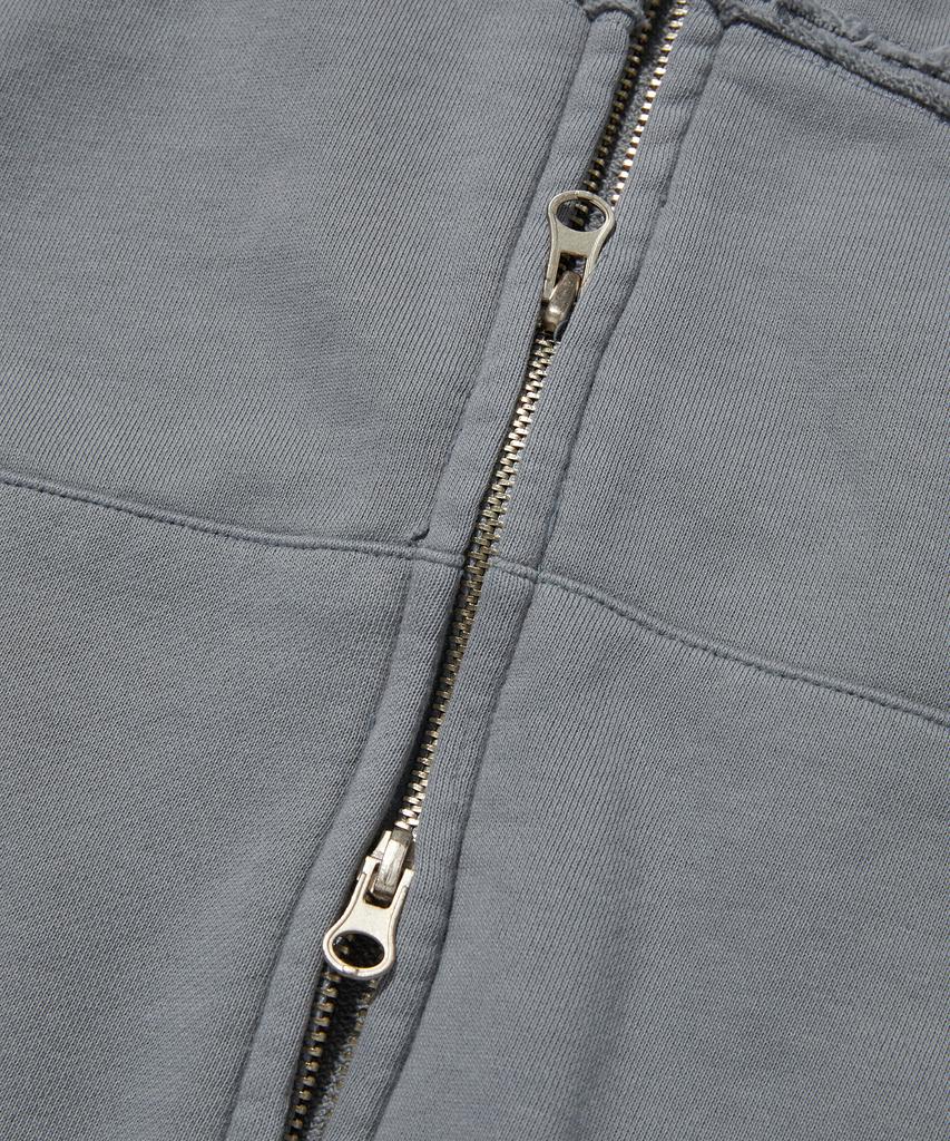 Suade Loose Suade Hood Zip Up [Blue Gray]