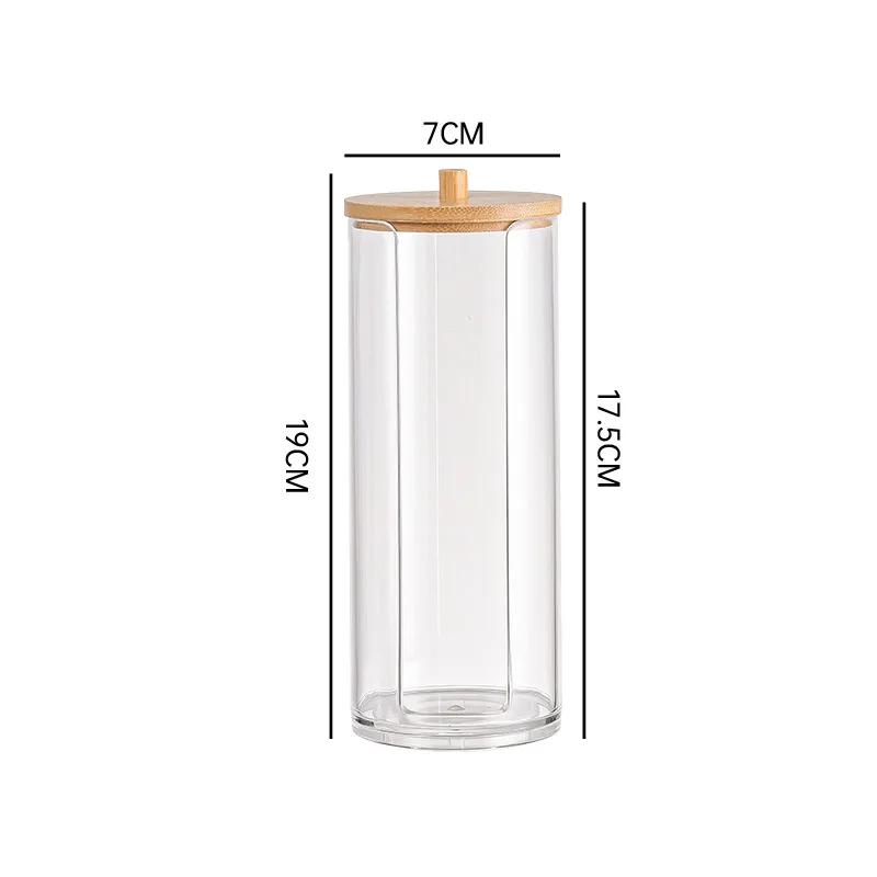 Cotton Swab Storage Box Round Clear Acrylic Makeup Organizer Cotton Pad Swab Toothpick Dustproof Box Home Storage Accessories