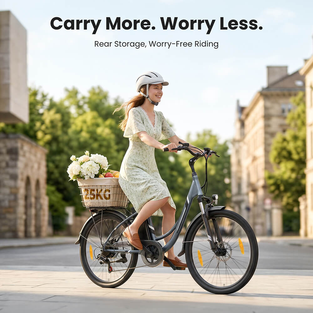 Touroll B1 Electric Bike – 90km Range, 250W Motor, Step-Through Frame, Shimano 7-Speed