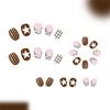 Pack Of 24 French Leopard Print Plaids Star Press On Nail Coffee Brown Polkas Dot Reusable False Nail ABS Material NoGlue Needed