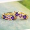 Women Fashion 9K Gold Plated Purple Zircon Eardrop Huggie Earrings Jewelry Gift