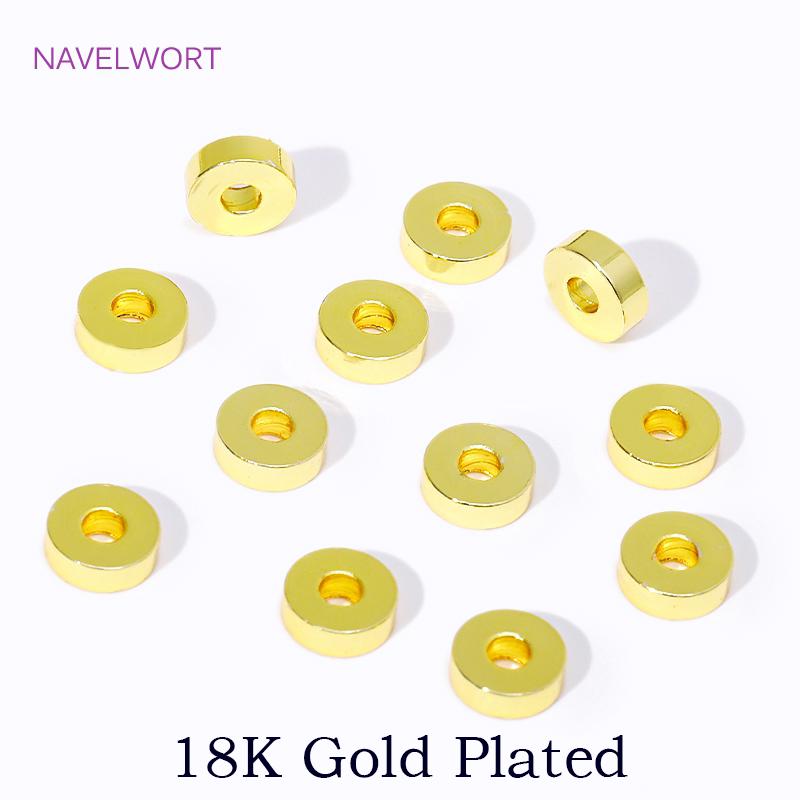 18K Gold Plated 3/4/6mm Round Smooth Spacer Beads,Separator For Beads,Brass Bracelet Beads For Jewelry Making, DIY Accessories