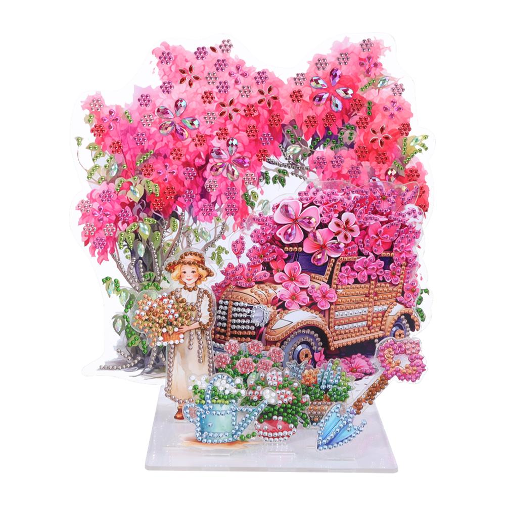 Acrylic Flower Table Top Diamond Painting Ornament Kits 5D DIY Diamond Art Tabletop Decorations DIY for Xmas Table Office Home