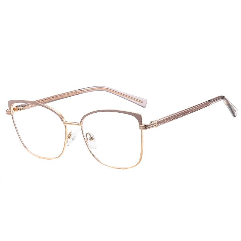 Anti-blue Light Semi Computer Stylish Office Screen Goggle Clear Transparent Spring hinge UV400 Rimless Ladies Myopia Glasses Female Eyewear