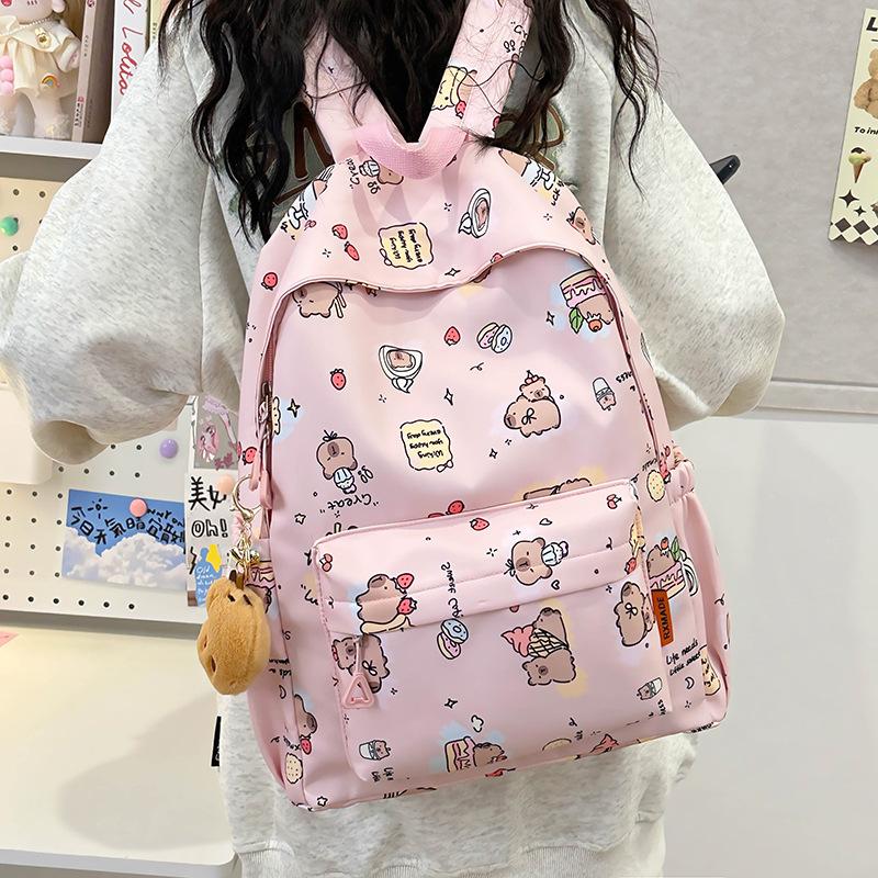 Cute Capybara Printed Backpack ins Versatile Fashion Cartoon Middle School School Bag Women's Large Capacity Backpack