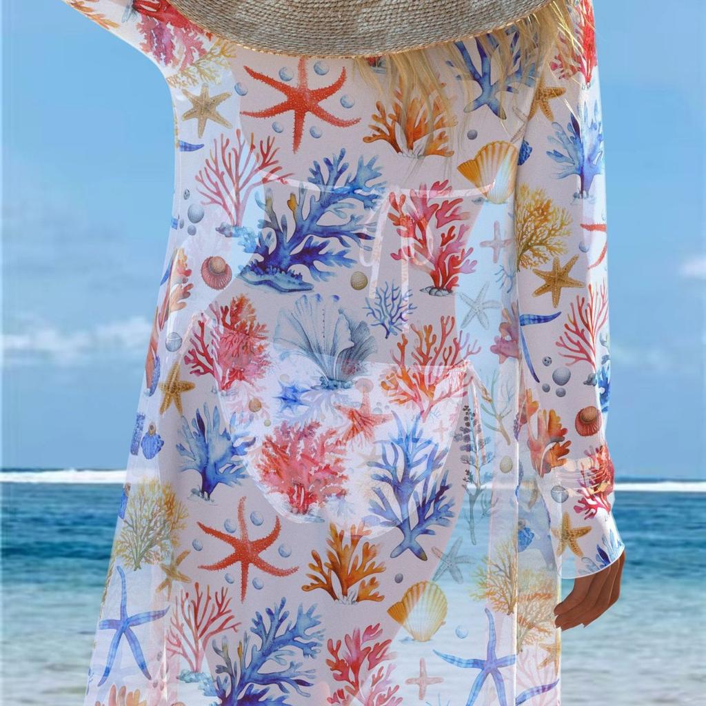 1011 Three-piece Swimsuit with Sunscreen Cover, Trendy Beach Swimsuit Three-piece Set