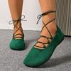 Fashion Comemore Women's Shoes Spring Autumn New Cross Strap Flats Casual Shallow Mouth Single Shoes Round Toe Anke Lace Up Flat Shoe