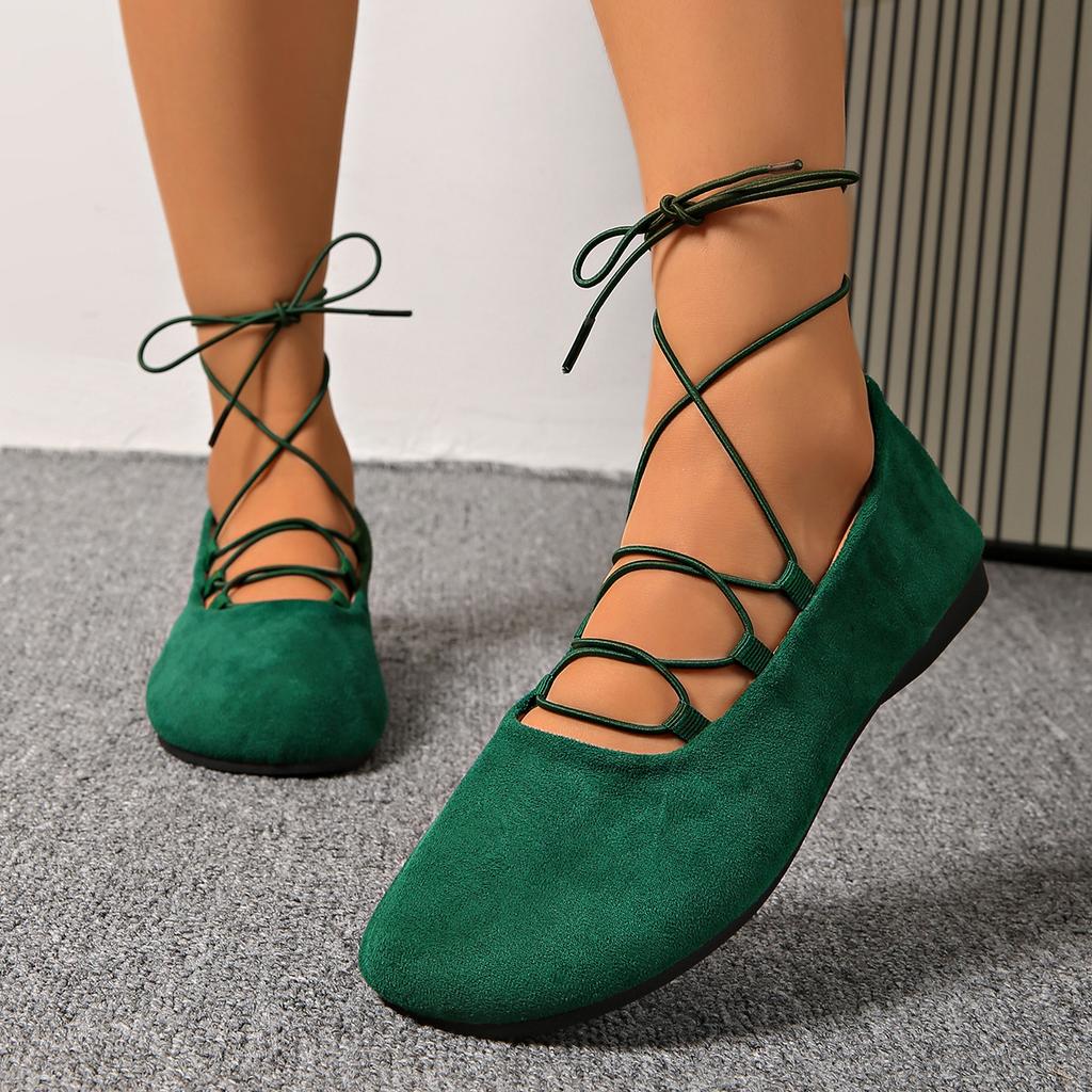 Fashion Comemore Women's Shoes Spring Autumn New Cross Strap Flats Casual Shallow Mouth Single Shoes Round Toe Anke Lace Up Flat Shoe