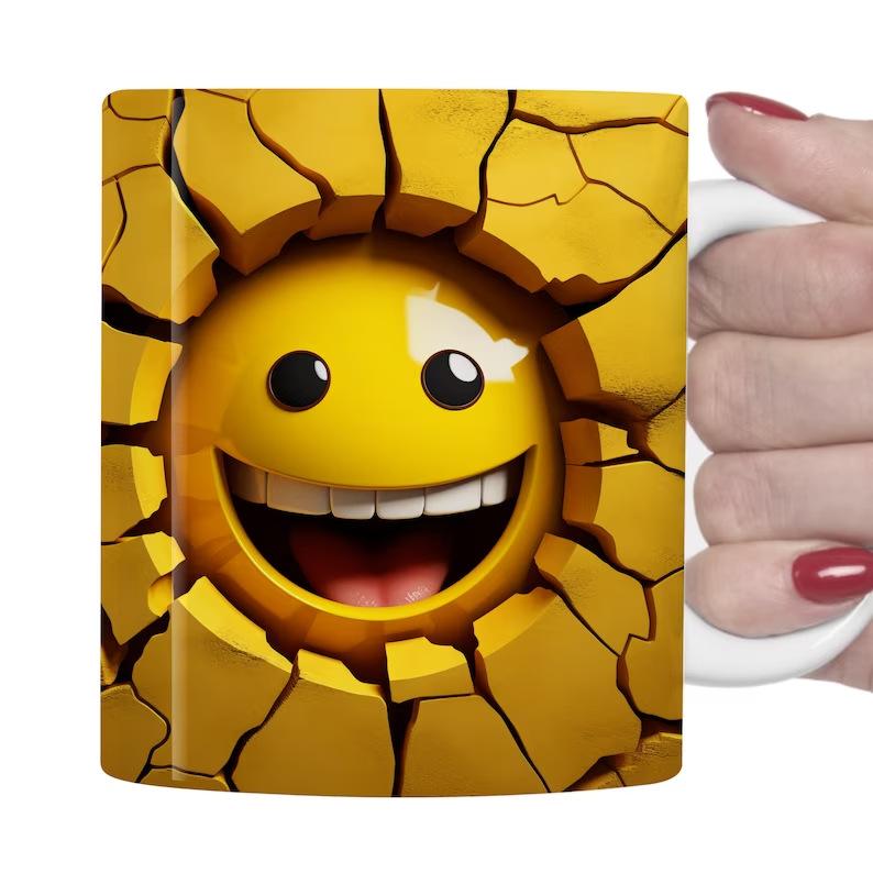 3D Emoji Smiley Ceramic Coffee Mug Tea Cup Funny Face Smiley