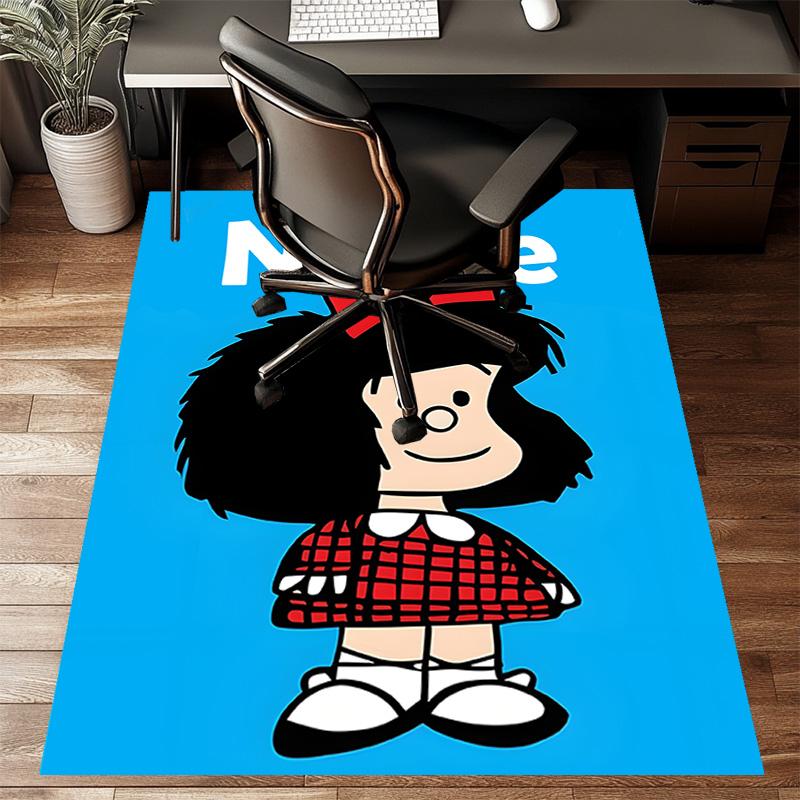 Custom Mafalda Mat Personalized Name, Polyester Washable Indoor Entryway Rug, Gift for Christmas, Easter, Thanksgiving Day