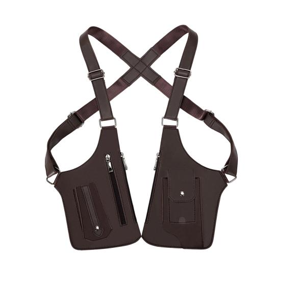 Faux Leather Armor Wallet Adjustable Underarm Shoulder Holster Chest Pouch Anti Pickpocket Wallet Phone Bag for Men Travel Camping Hiking