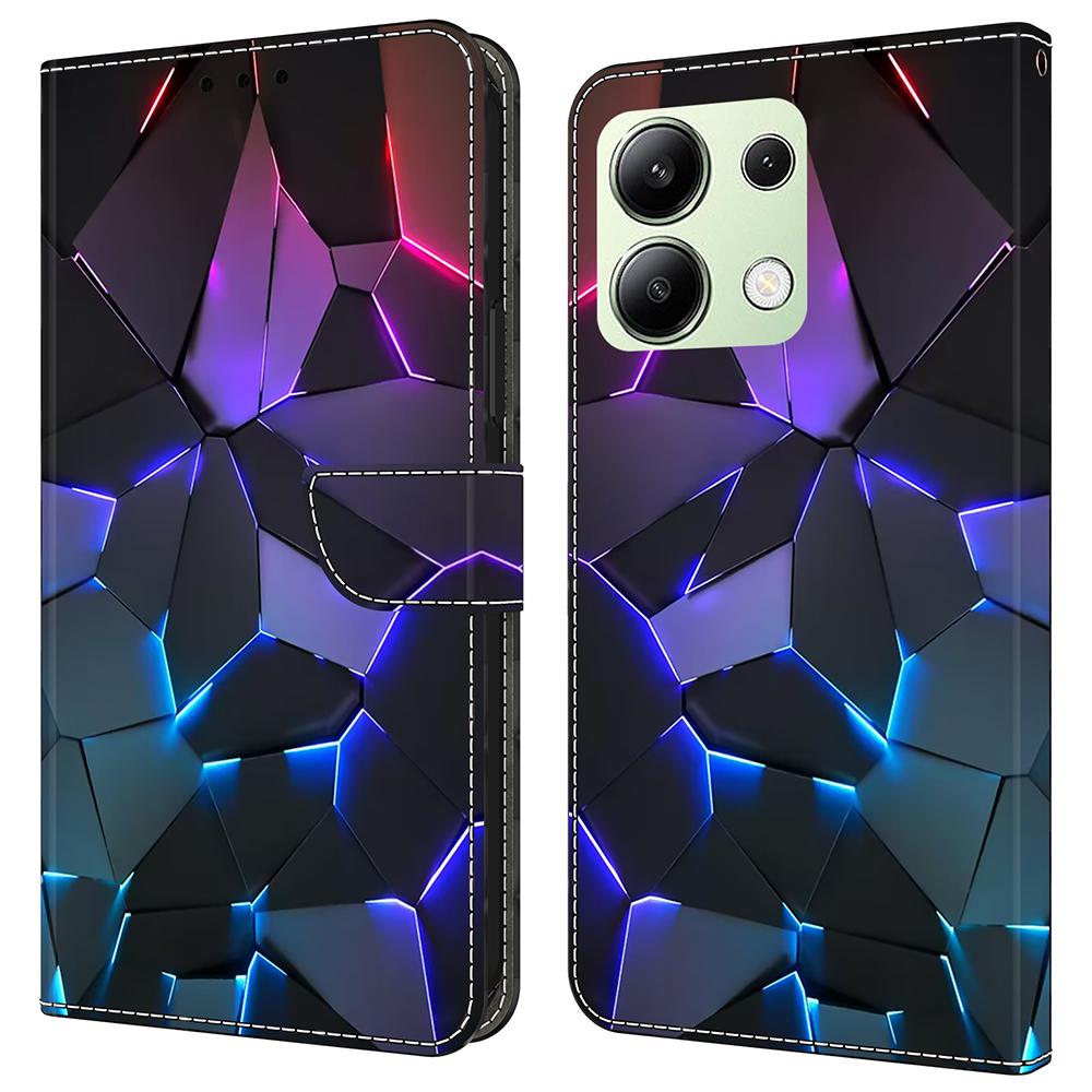 For Xiaomi Redmi Note 13 4G Case Pattern Printed Protective Cover TPU+PU Leather Flip Phone Case